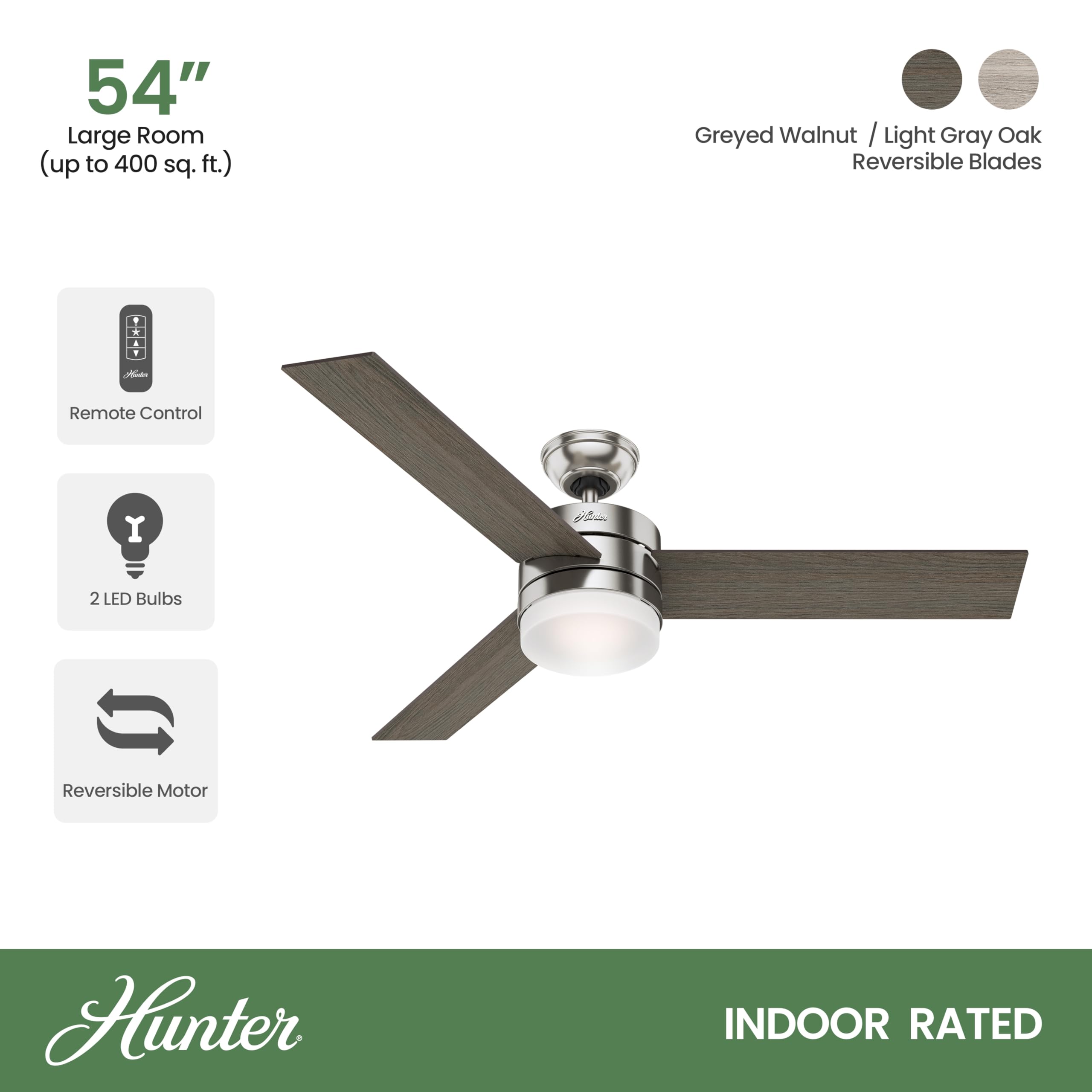 Hunter 54in Contemporary Ceiling Fan with Remote Control in